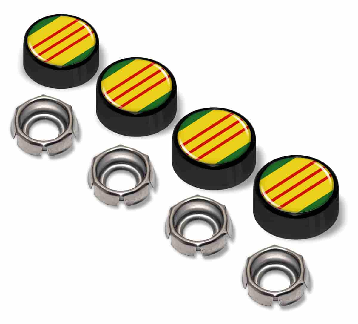 Vietnam Veteran License Plate Screw Caps - Black Metal Set of 4